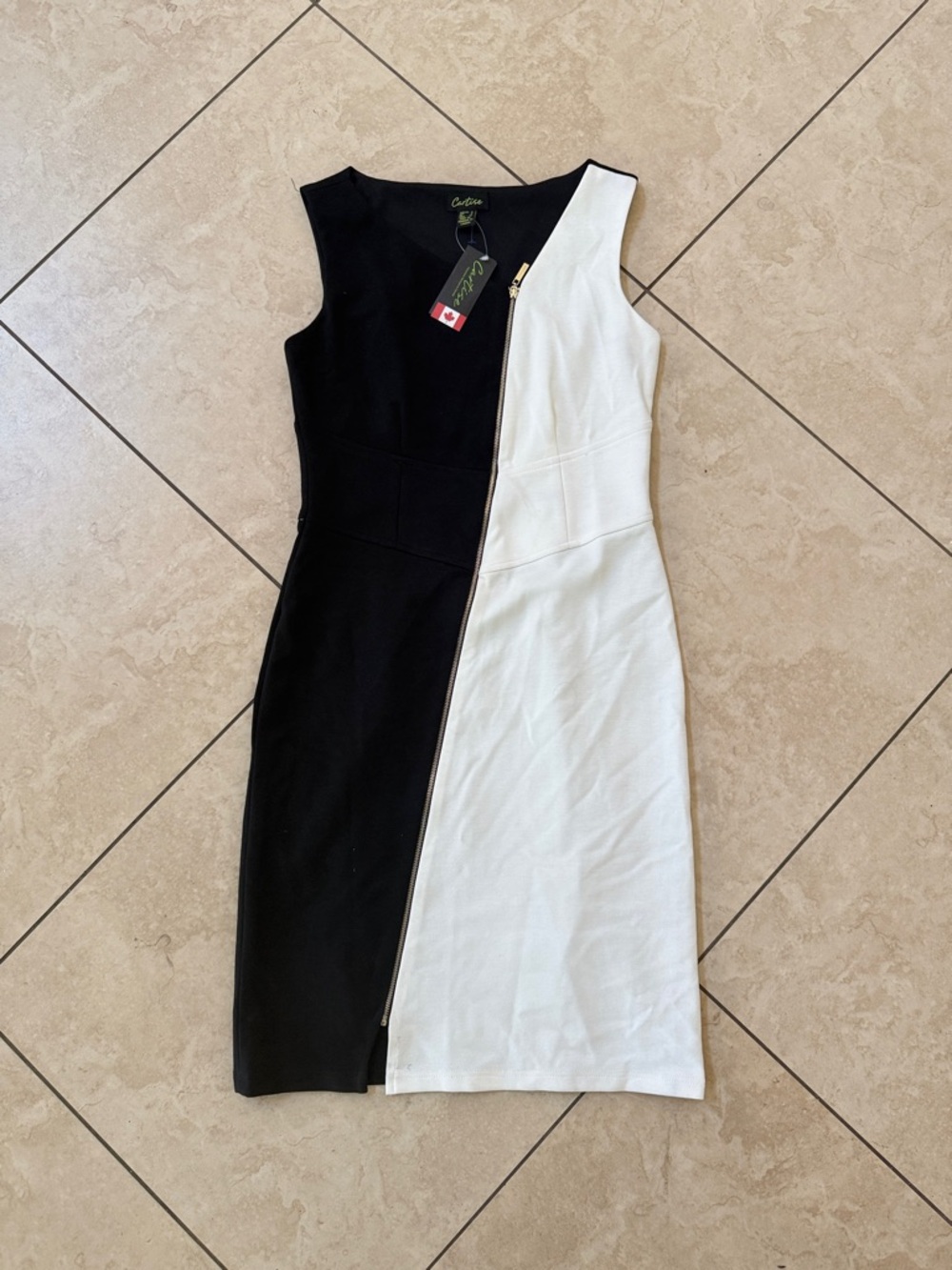 Cartise Two-Tone Zip Front Pencil Dress